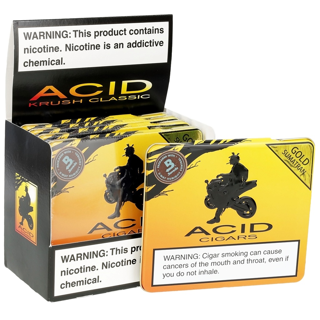 Acid Small Cigar Yellow Gold Sumatra Krush Tin of 5 - 4" x 32