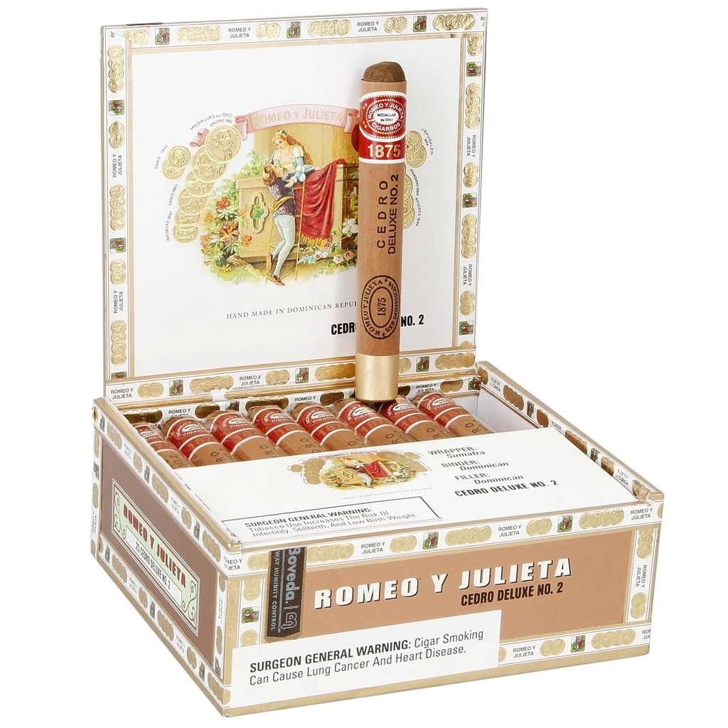 Romeo y Julieta 1875 Cedro Deluxe #2 Box of 25 - 5" 1/2 x 44