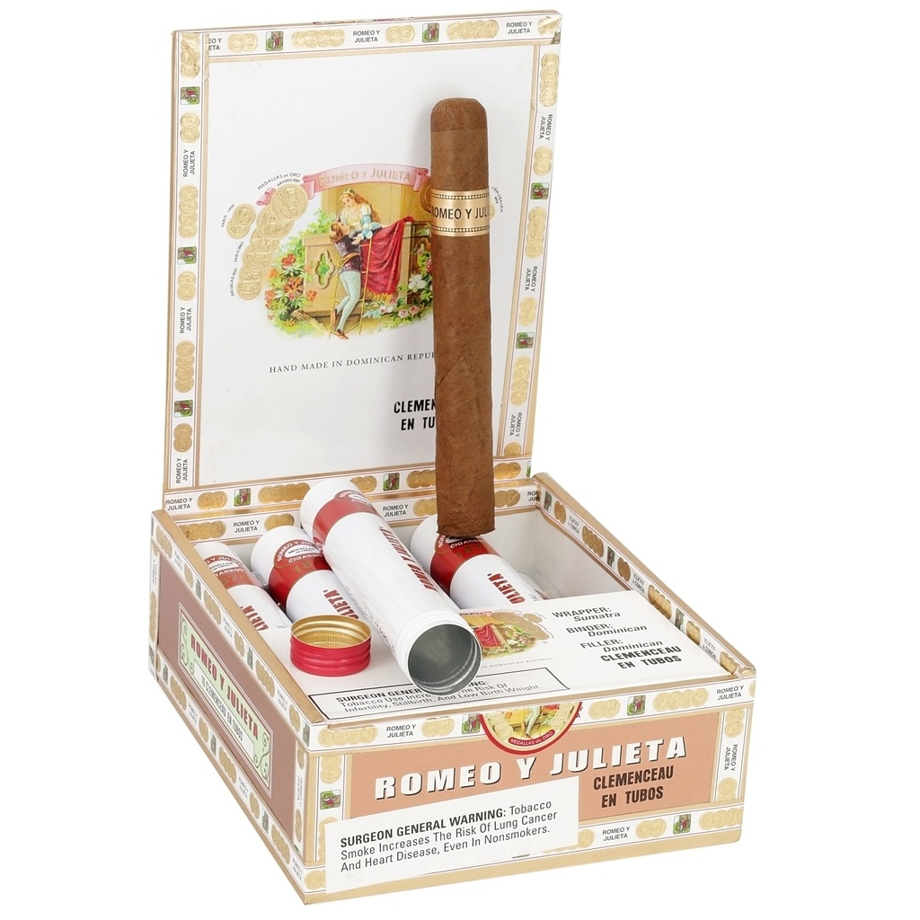 Romeo y Julieta 1875 Clemenceaus En Tubos Box of 10 - 6" x 50