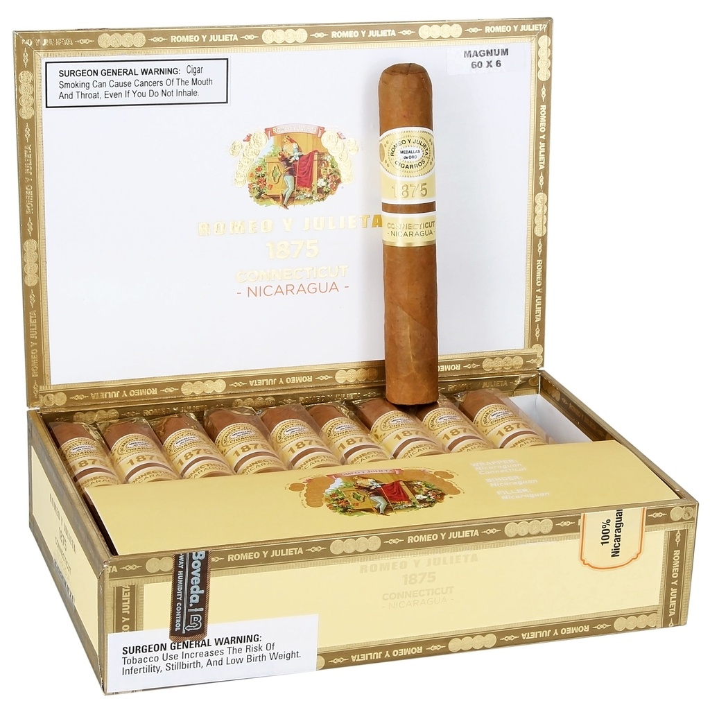 Romeo y Julieta 1875 Connecticut Nicaragua Magnum Box of 20 - 6" x 60
