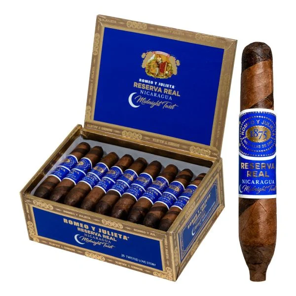 Romeo y Julieta Reserva Real Nicaragua Midnight Twist Twisted Love Story Box of 25 - 4" 1/4 x 46